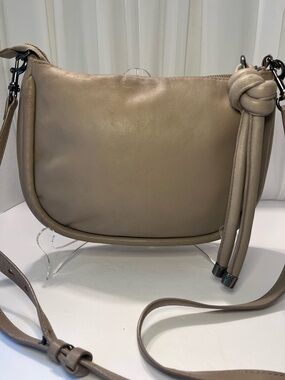 Vince Camuto Taupe Leather Knotted Tassel Crossbody
